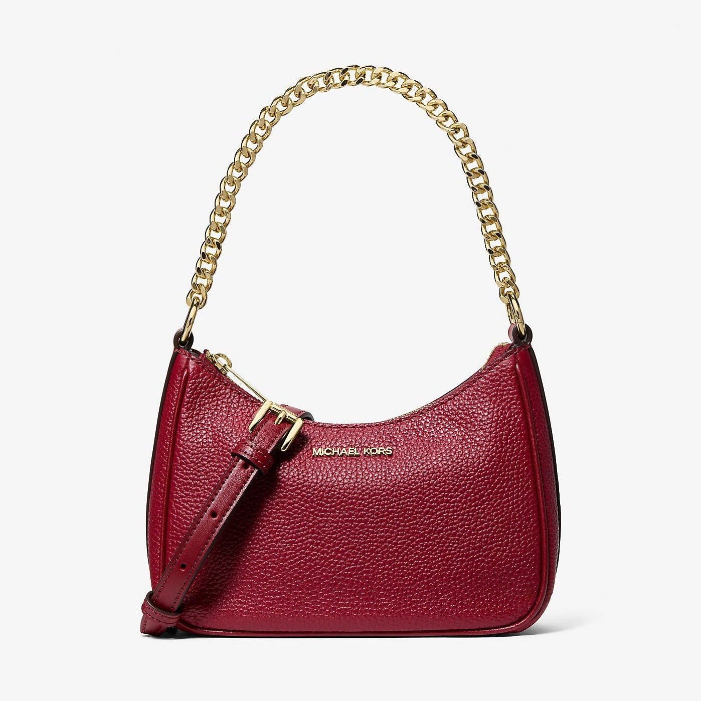 Michael Kors Jet Set Travel Pebbled Leather Convertible Crossbody Bag Cherry