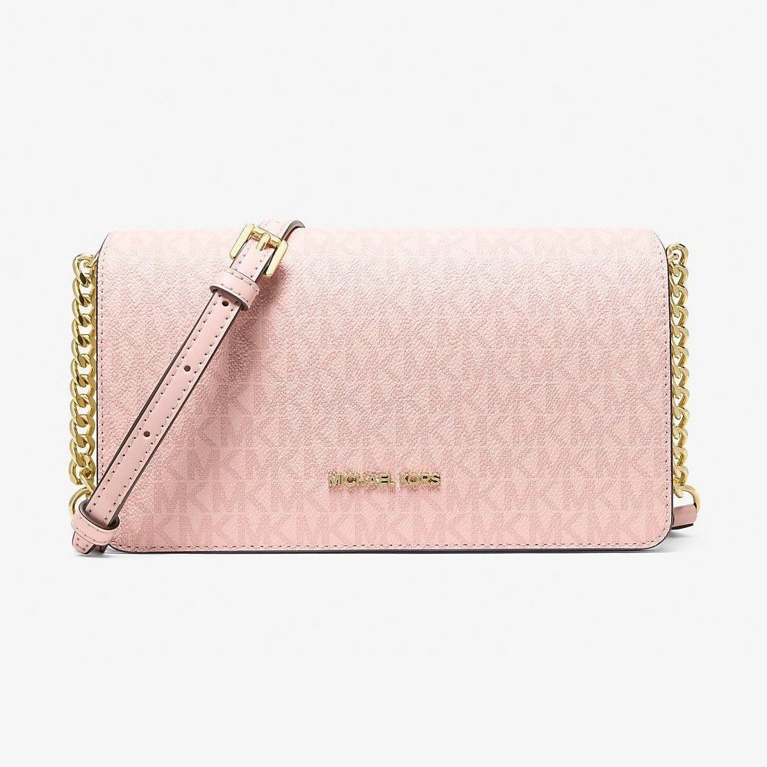 Michael Kors Jet Set Medium Signature Logo Crossbody Bag Powder Blush