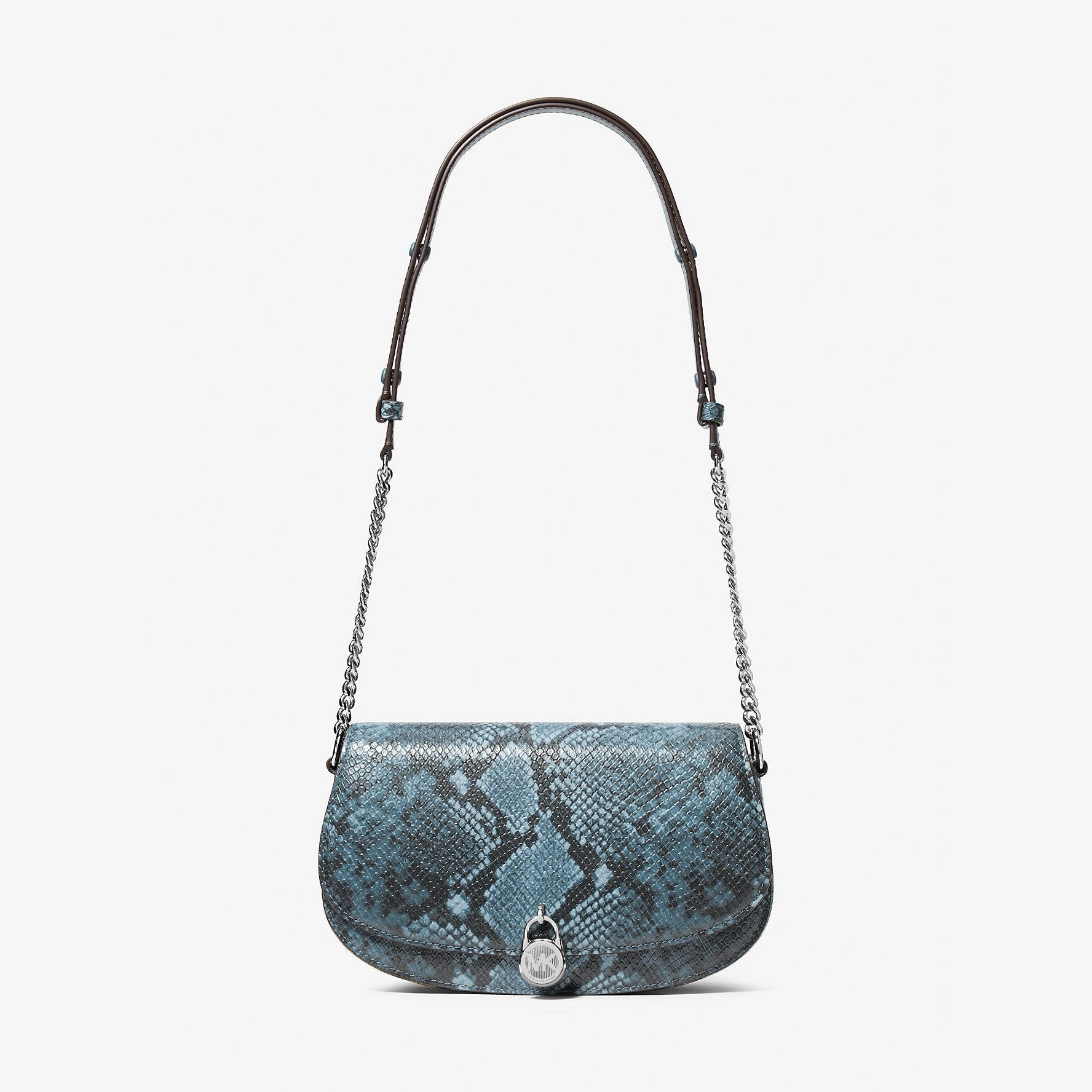 Michael Kors Mila Medium Snake Embossed Messenger Bag Cornflower