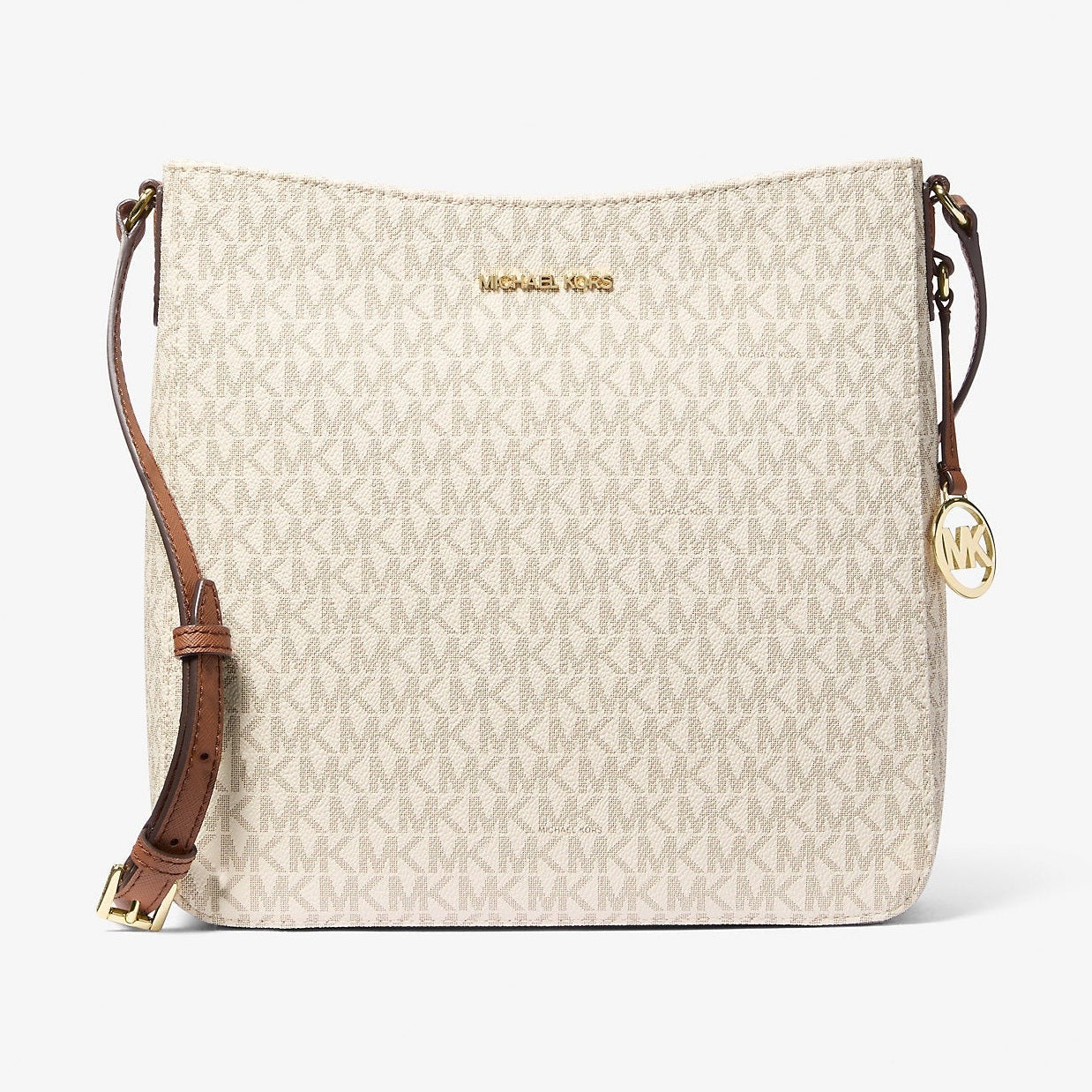 Michael Kors Jet Set Travel Large Logo Messenger Bag Vanilla