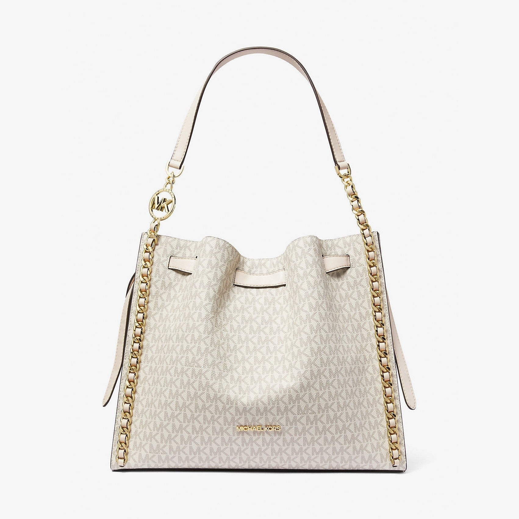 Michael Kors Mina Large Signature Logo Chain Shoulder Bag Lt Crm Multi