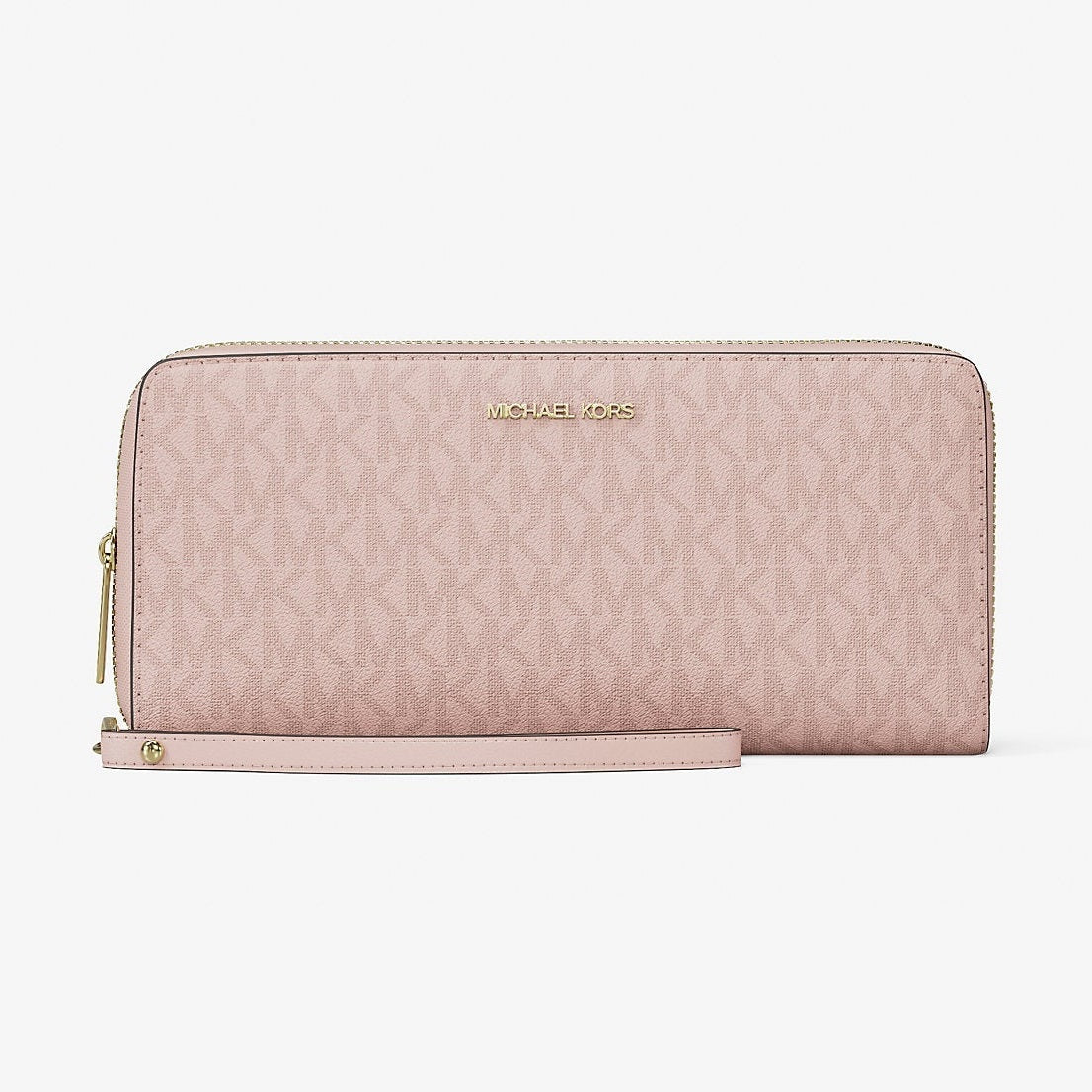 Michael Kors Jet Set Travel Large Signature Logo Continental Wristlet Powder Blush