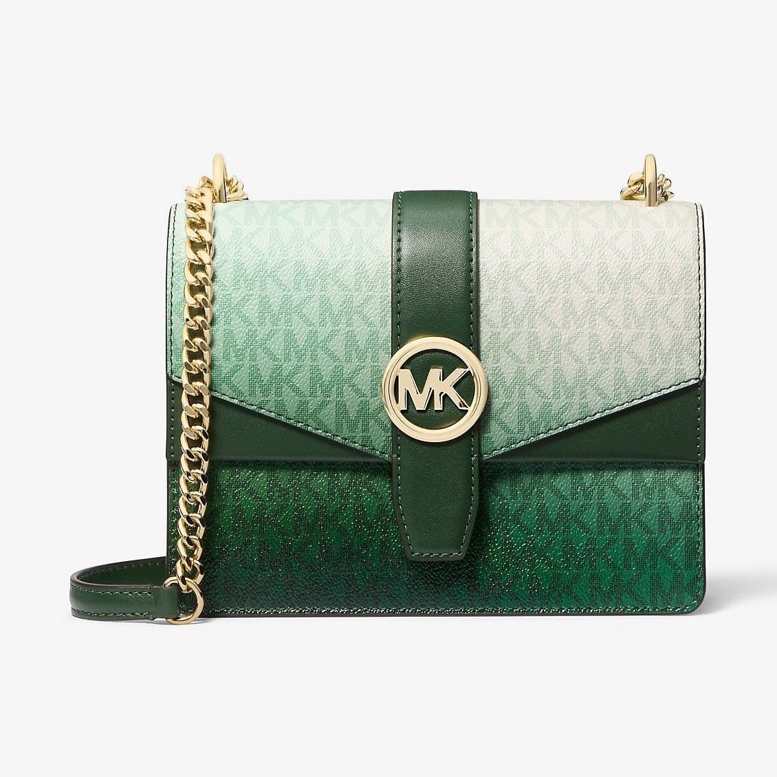 Michael Kors Greenwich Small Ombre Signature Logo Crossbody Bag Moss Multi