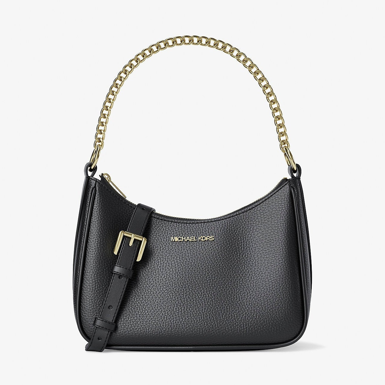 Michael Kors Jet Set Large Pebbled Leather Convertible Crossbody Bag Black