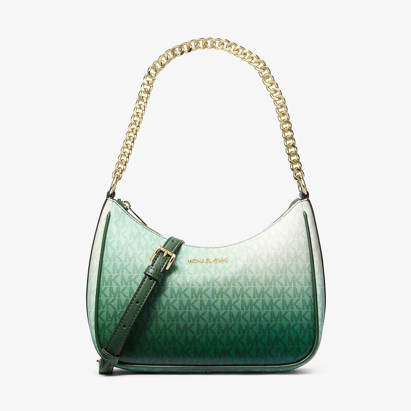 Michael Kors Jet Set Large Ombre Signature Logo Pochette Moss Multi