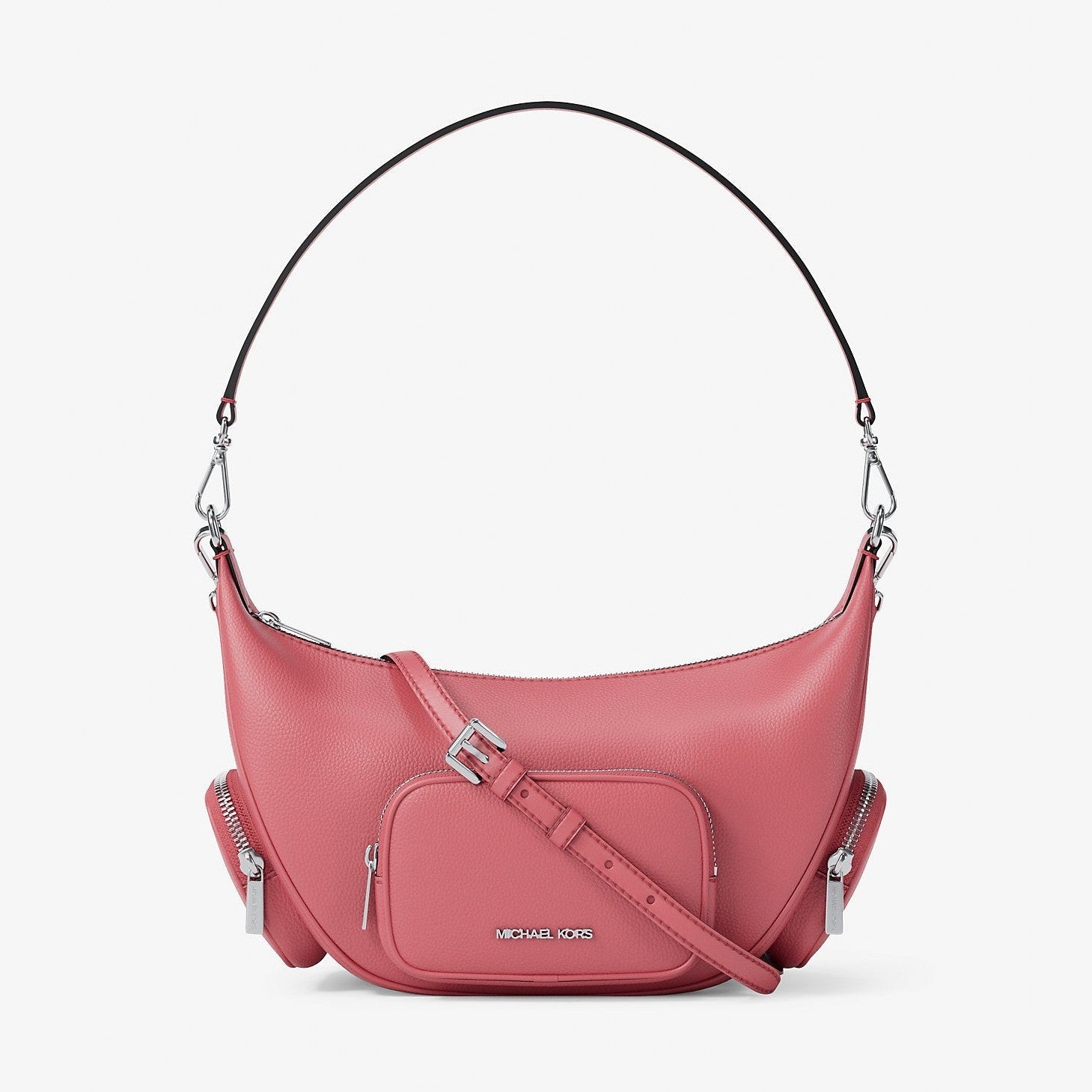 Michael Kors Merritt Medium Pebbled Leather Convertible Shoulder Bag Hibiscus