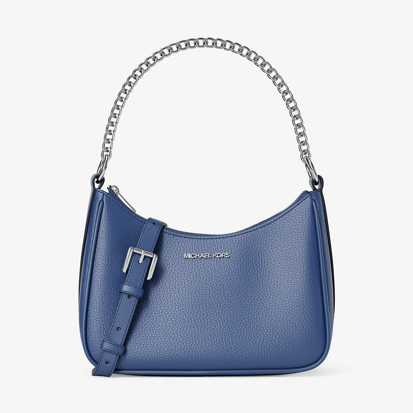 Michael Kors Jet Set Large Pebbled Leather Convertible Crossbody Bag Galaxy Blue