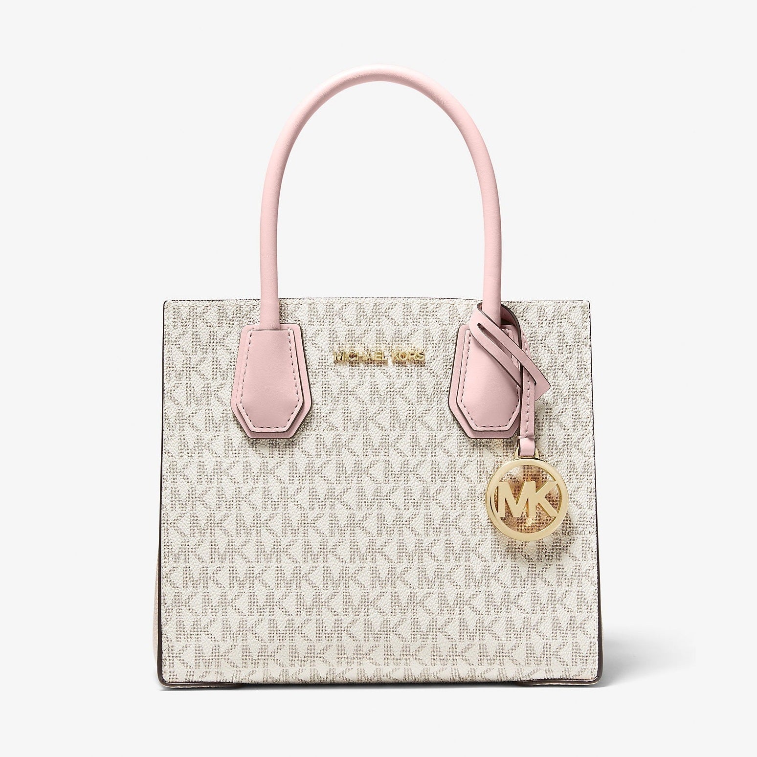 Michael Kors Mercer Medium Logo and Leather Accordion Crossbody Bag Pwd Blsh Mlt