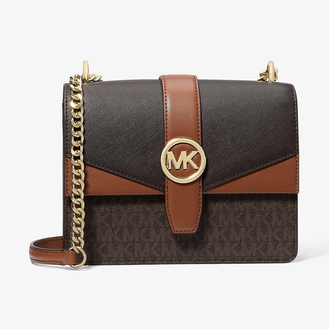 Michael Kors Greenwich Small Color-Block Signature Logo Crossbody Bag Brown Multi