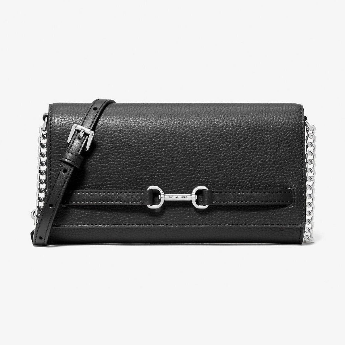 Michael Kors Carson Large Pebbled Leather Convertible Crossbody Bag Black