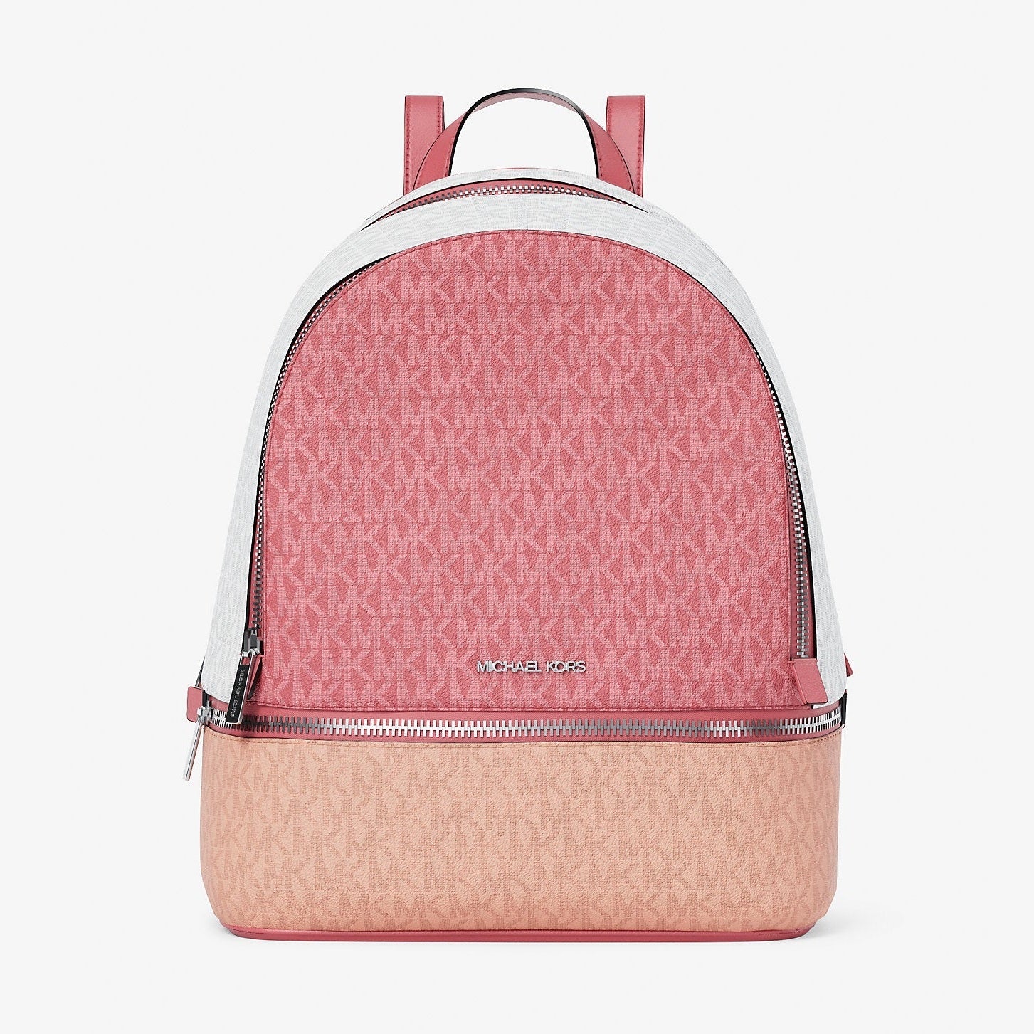 Michael Kors Rhea Medium Color-Block Signature Logo Backpack Hibiscus