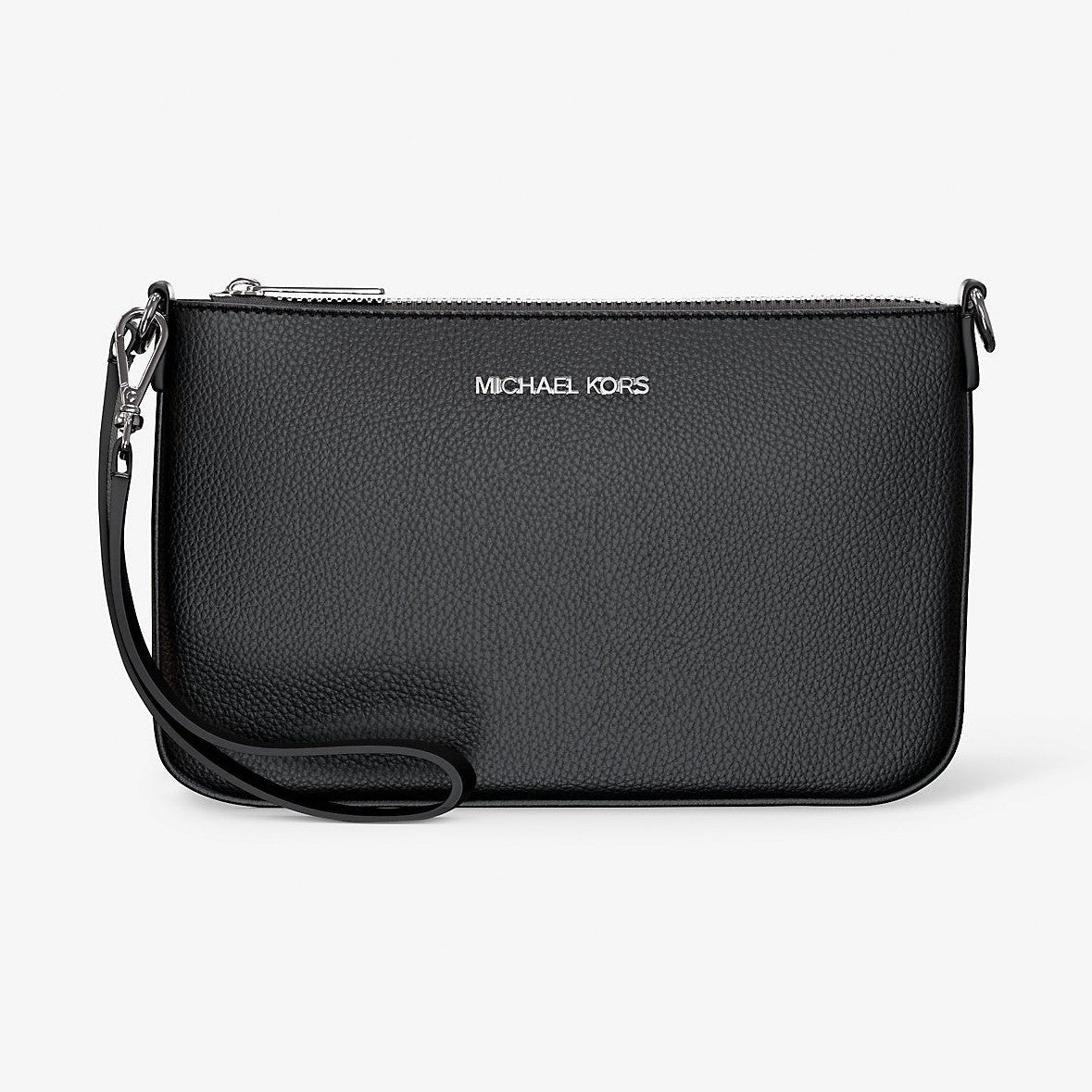 Michael Kors Jet Set Small Pebbled Leather Convertible Wristlet Black