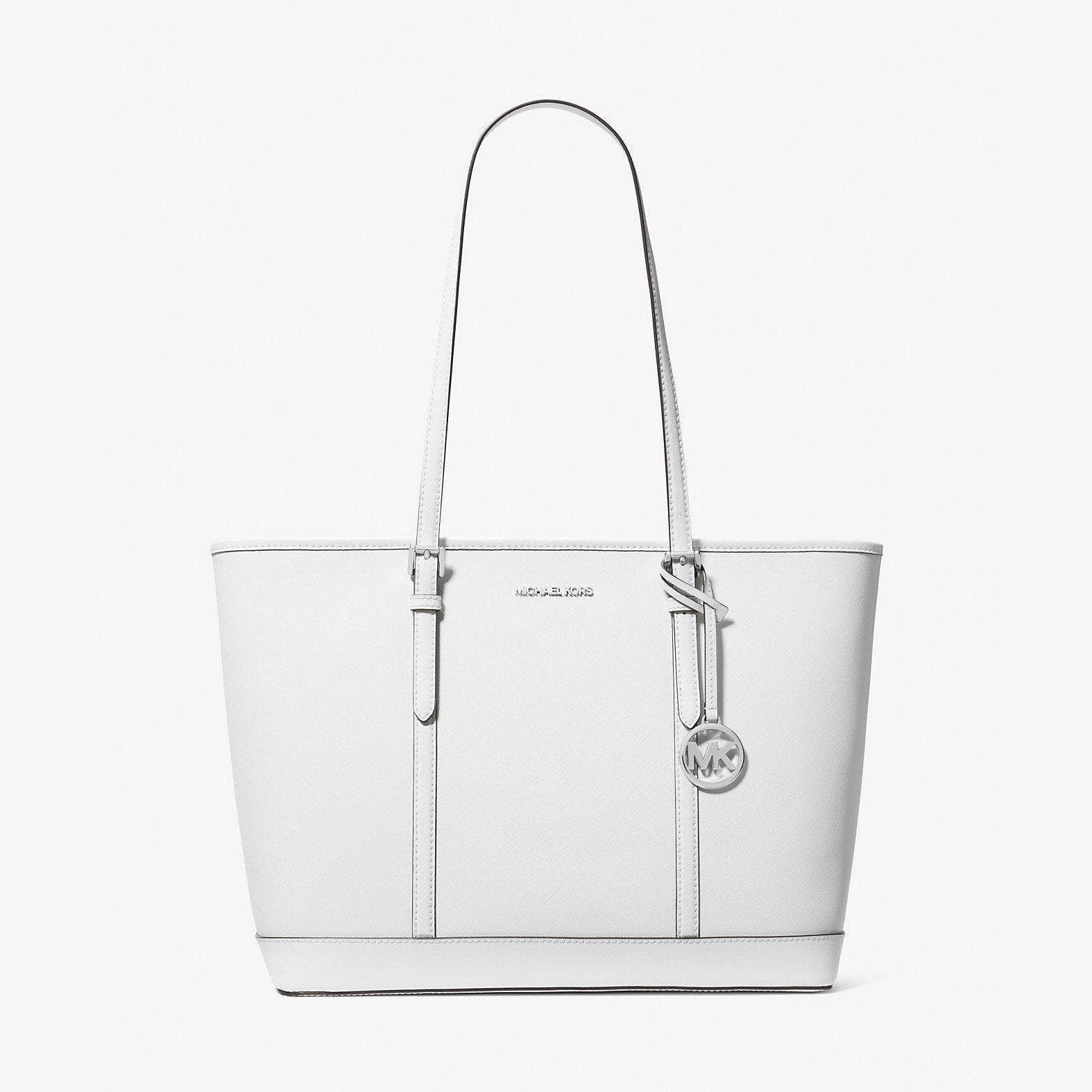 Michael Kors Jet Set Travel Large Saffiano Leather Tote Bag Optic White