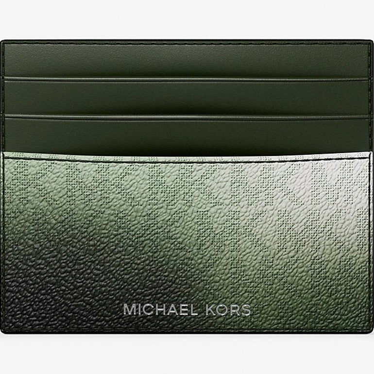 Michael Kors Cooper Ombre Signature Logo Card Case Moss Multi