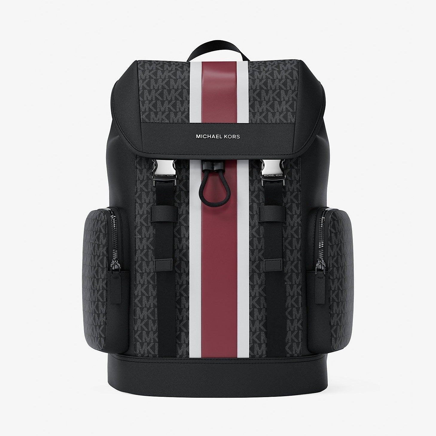 Michael Kors Cooper Medium Striped Signature Logo City Backpack Cherry