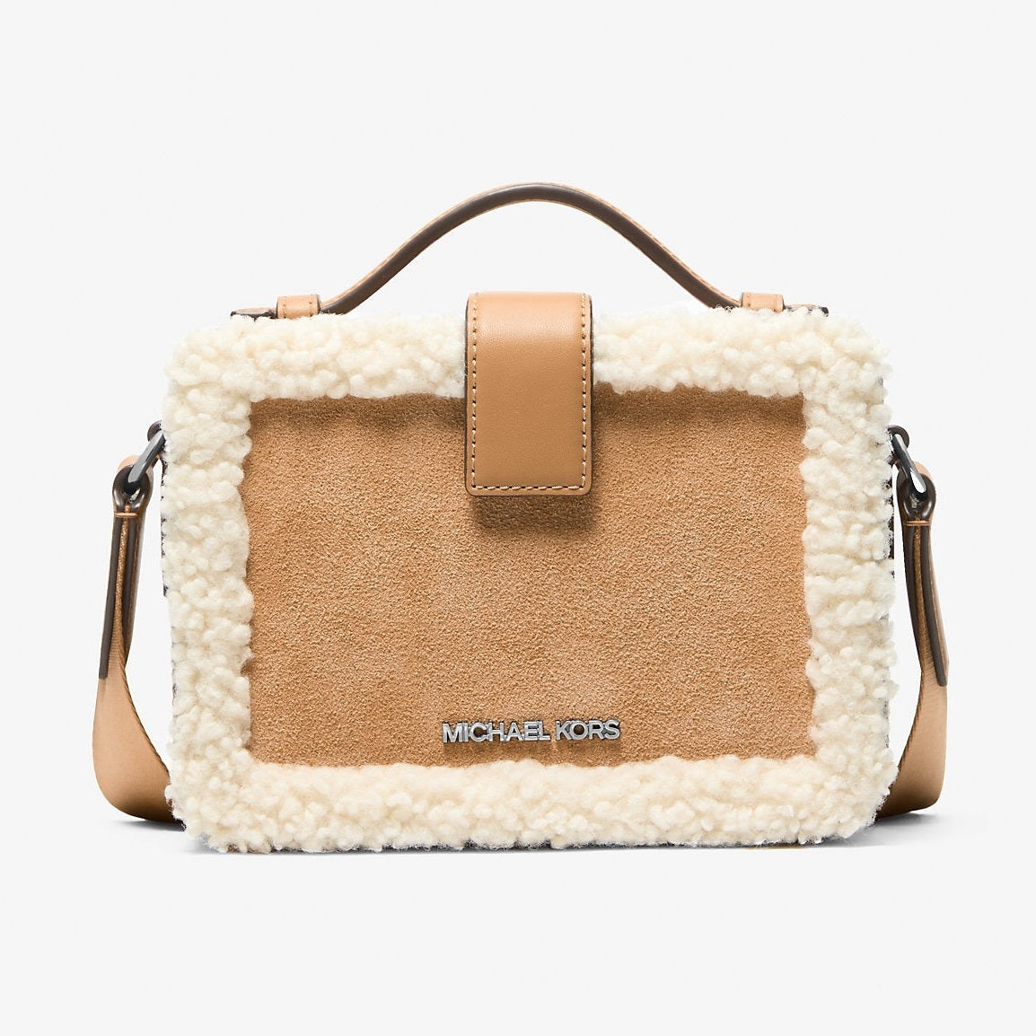 Michael Kors Cooper Suede and Sherpa Crossbody Bag Peanut