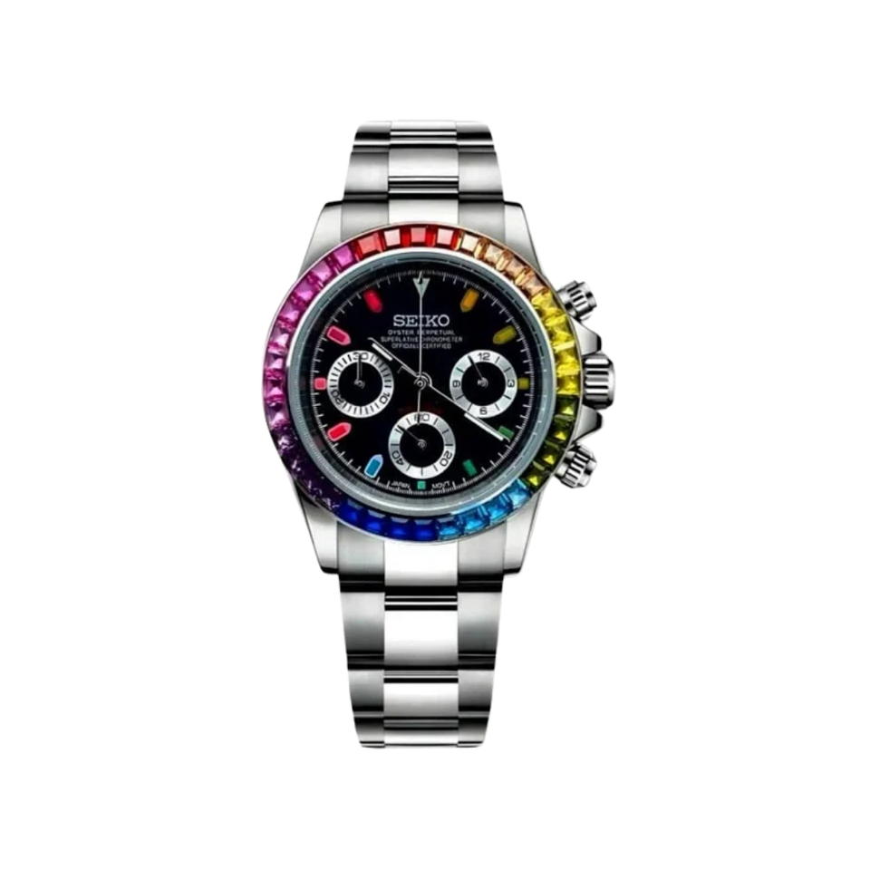 Seiko Mod Daytona Rainbow Bezel Black