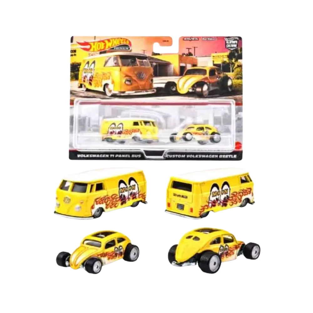 Hot Wheels Premium Car Culture Volkswagen T1 Panel Bus & Beetle 2-Pack Set