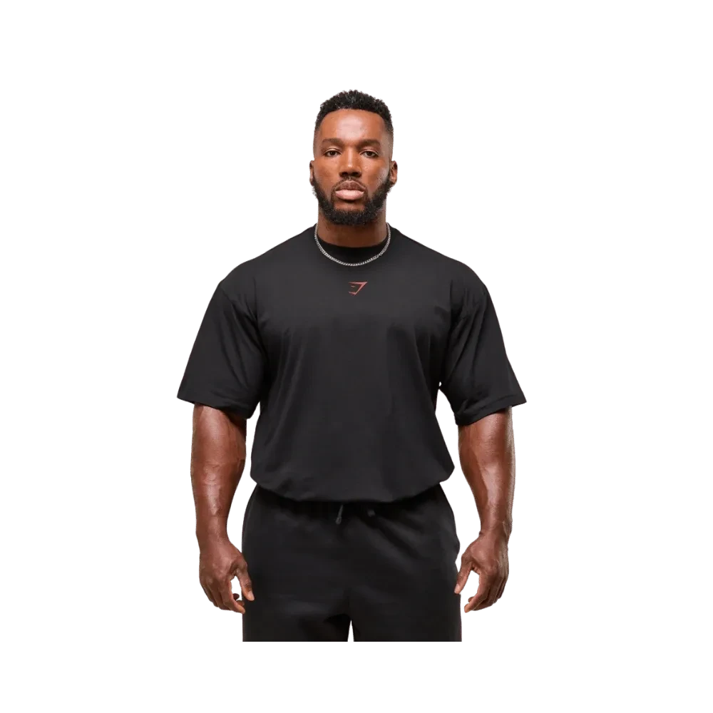 Gymshark Power T-Shirt Oversized Fit Black/Conditioning Red
