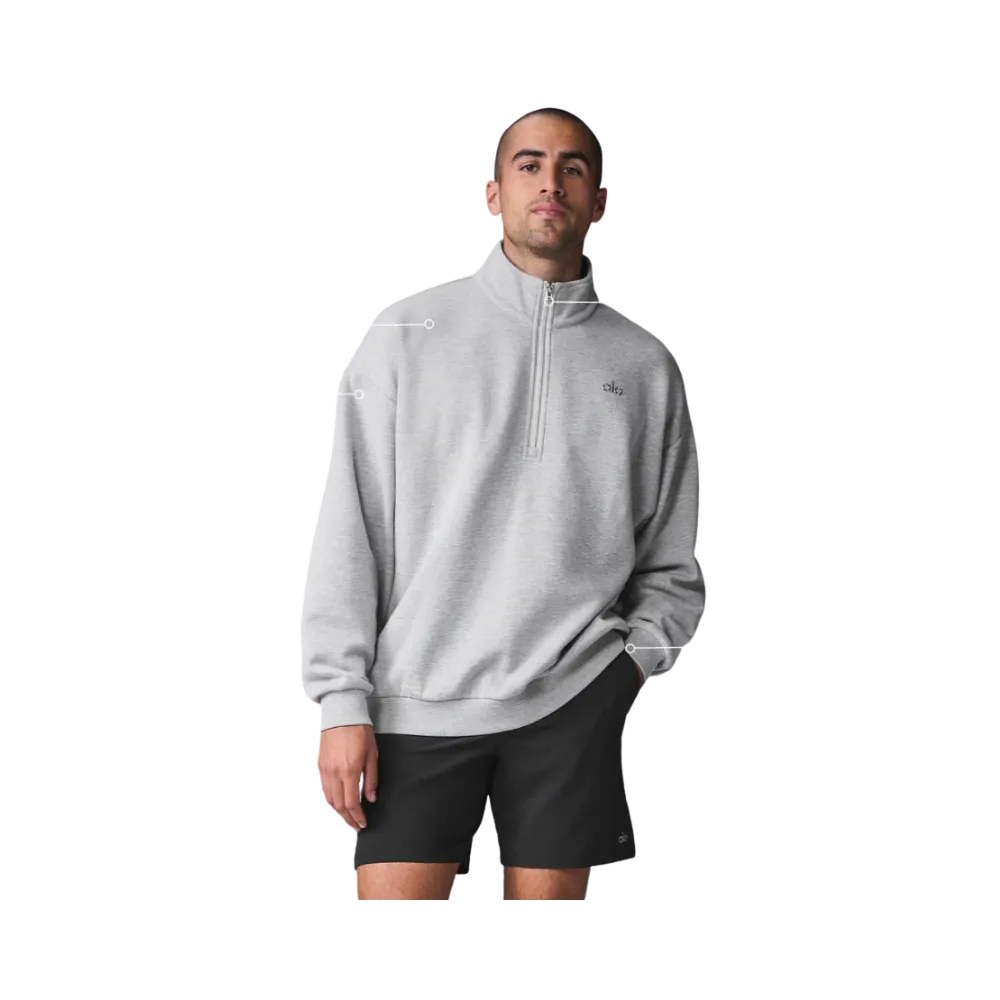 Alo Men's Accolade 1/4 Zip Pullover Athletic Heather Grey