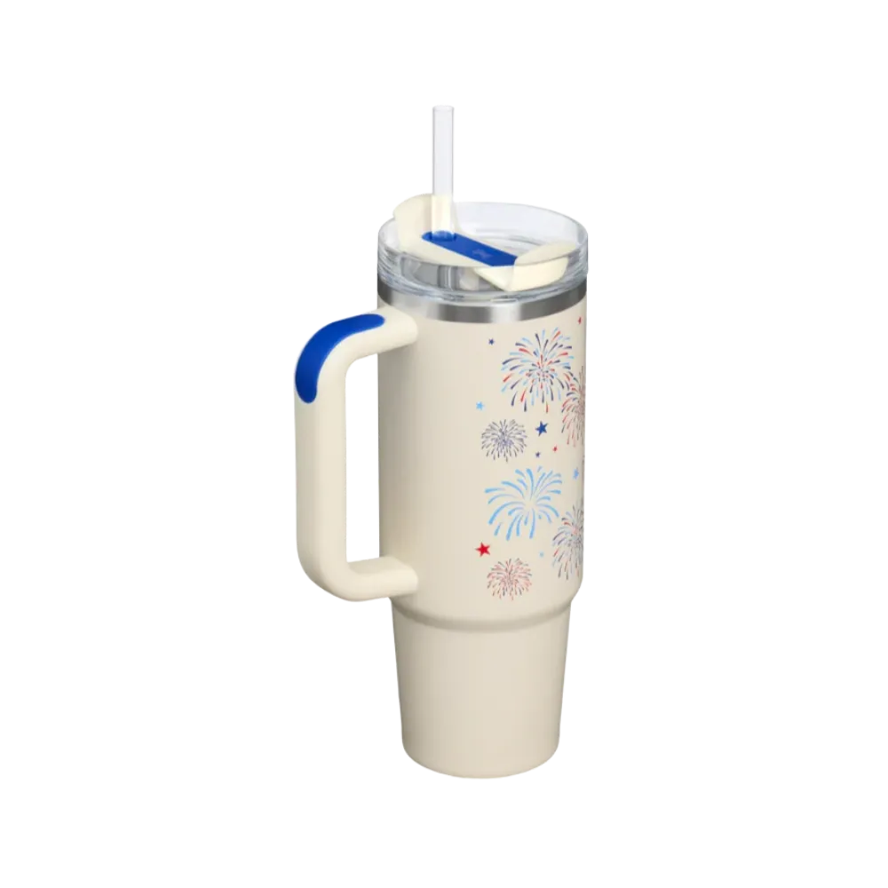 Stanley Quencher H2 0 Flowstate Tumbler Cream Royal Fireworks 30 OZ