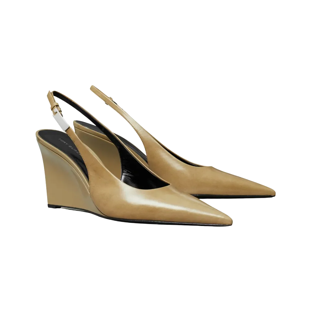 Tory Burch Gigi Slingback Wedge Burnt Honey