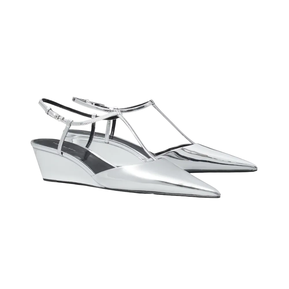 Tory Burch Gigi T-Strap Wedge Platinum