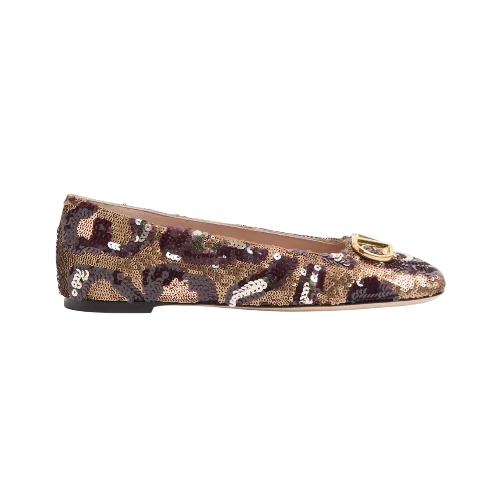 Valentino VLogo Signature Ballerinas With Animalier Embroidery Brown