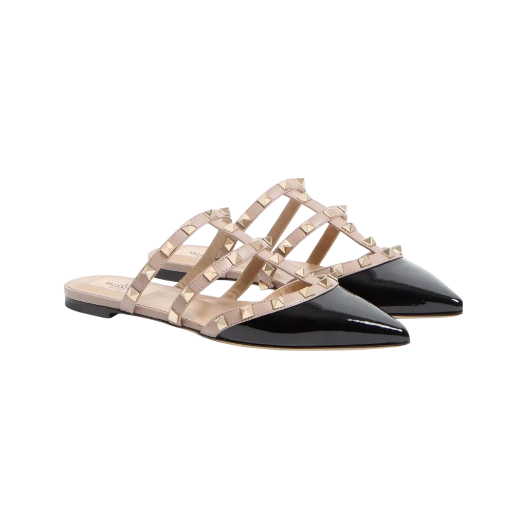 Valentino Rockstud Patent-Leather Mule Black