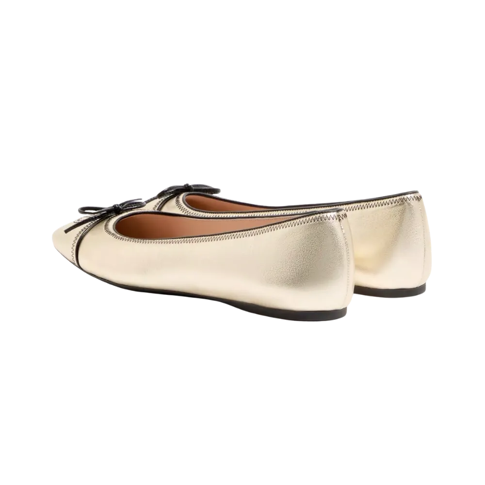 Valentino VLogo Signature Ballerina In Laminated Nappa 05mm Platinum