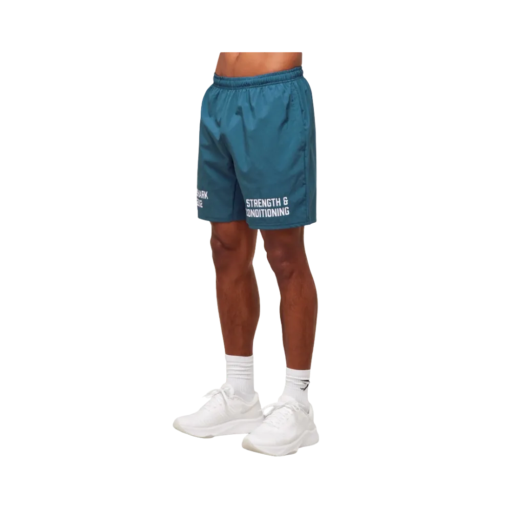 GymShark S&C Graphic 7" Shorts Success Blue