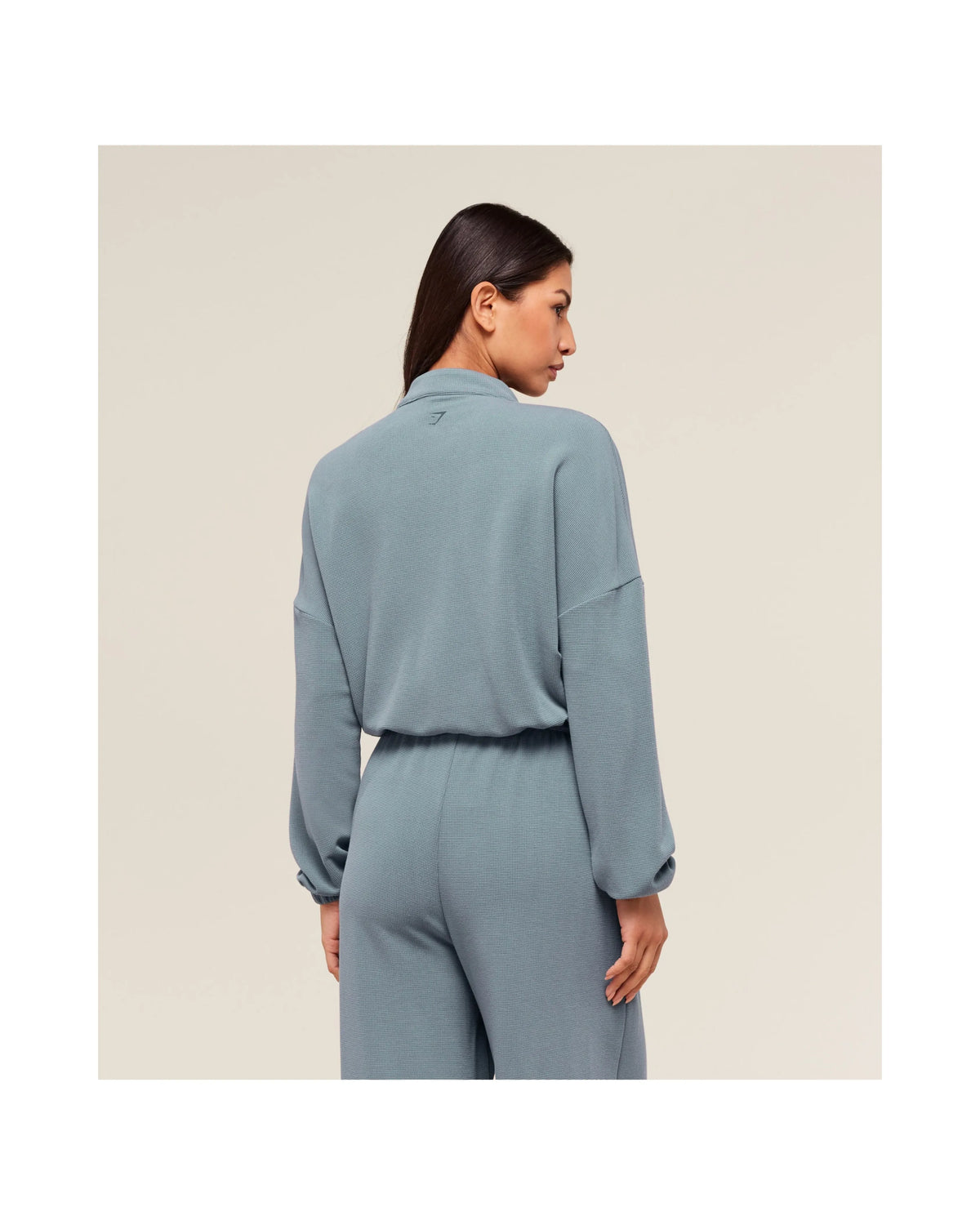 Gymshark Waffle Midi Zip Up Jacket Iron Blue