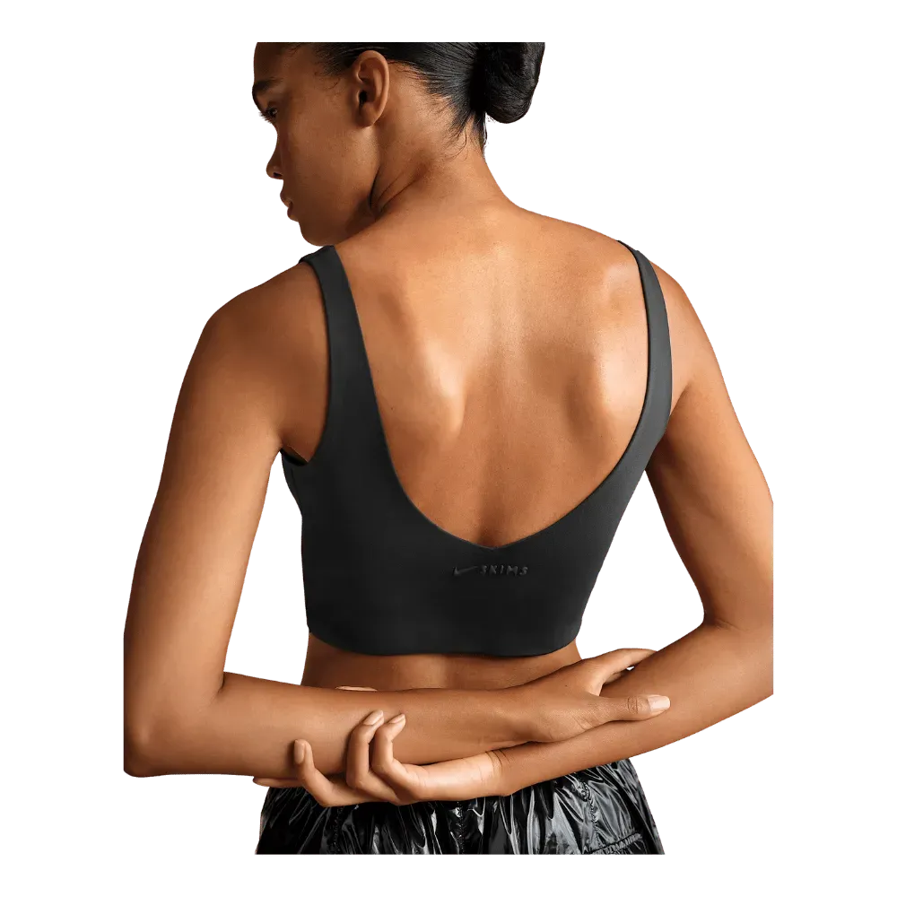 Nike X Skims Matte Women's V-Neck Long-Line Bra OBSIDIAN