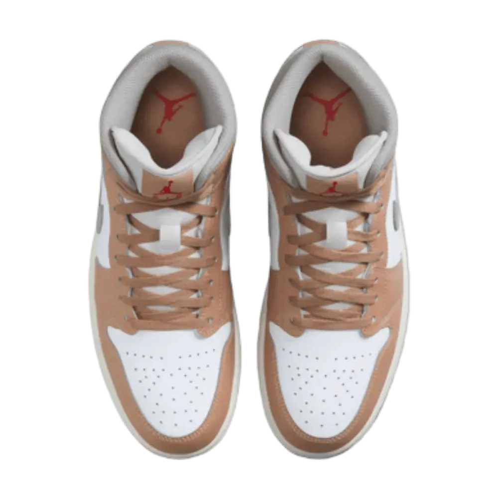 Air Jordan 1 Mid Rattan White College Grey