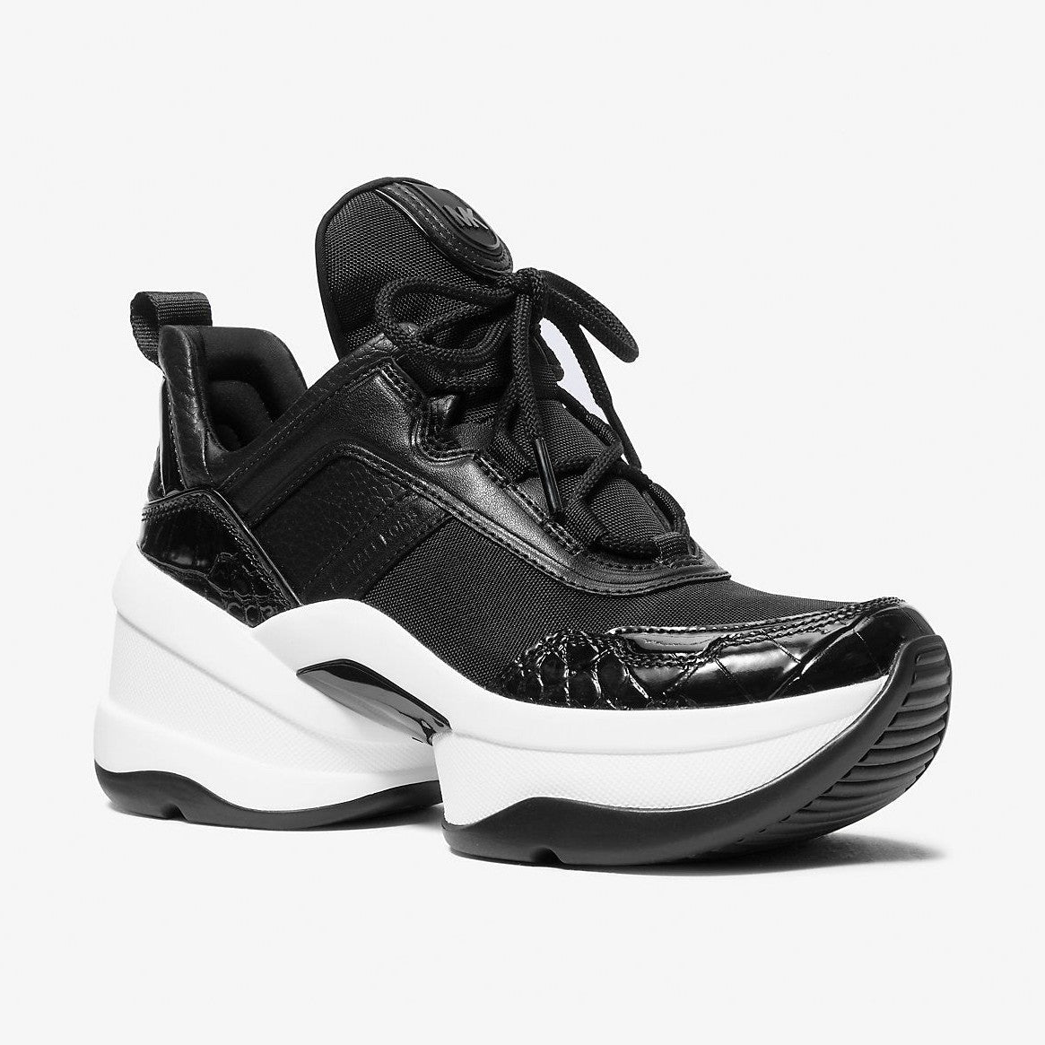 Michael Kors Olympia Mixed-Media Trainer Black