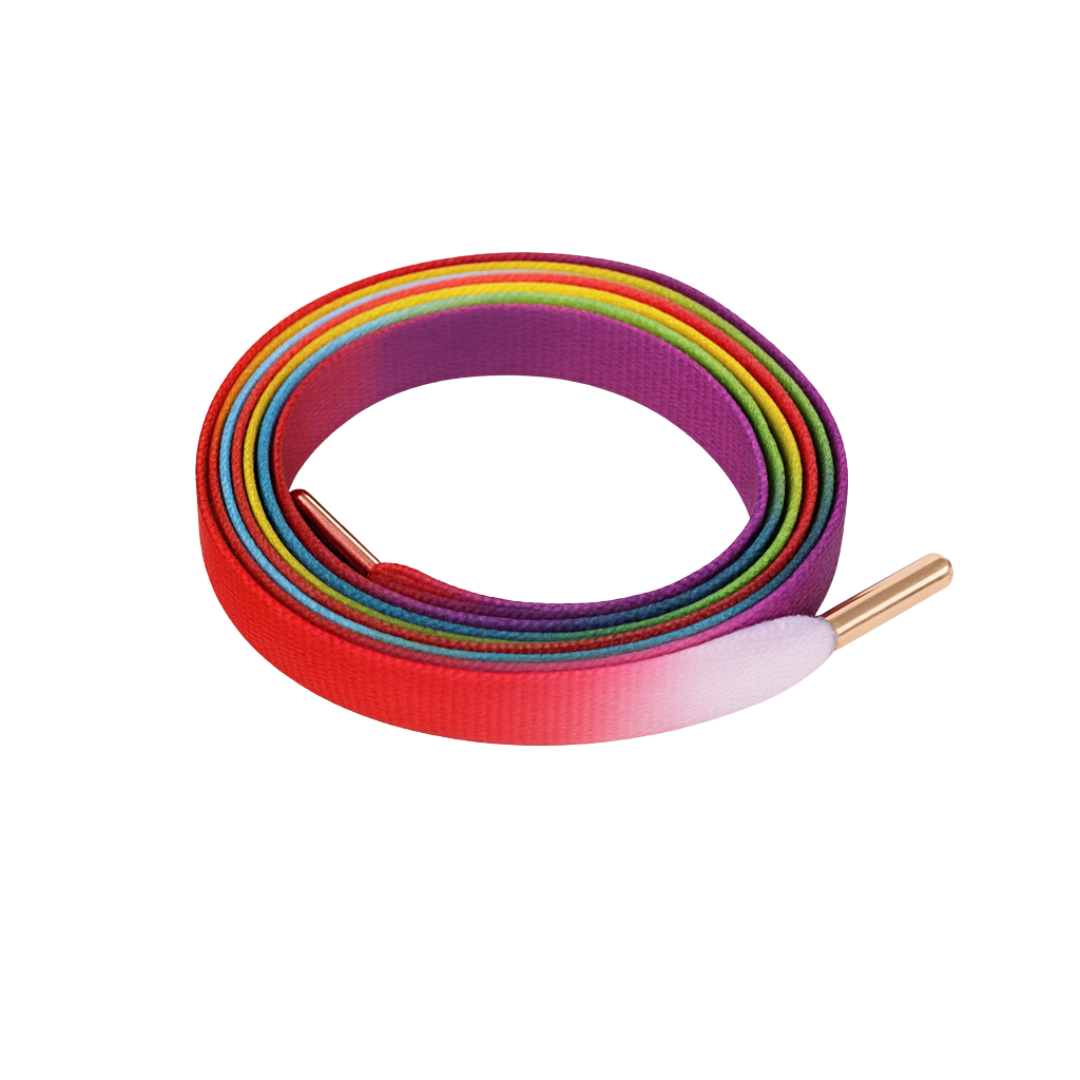 Colorful gradient shoelace with a white background
