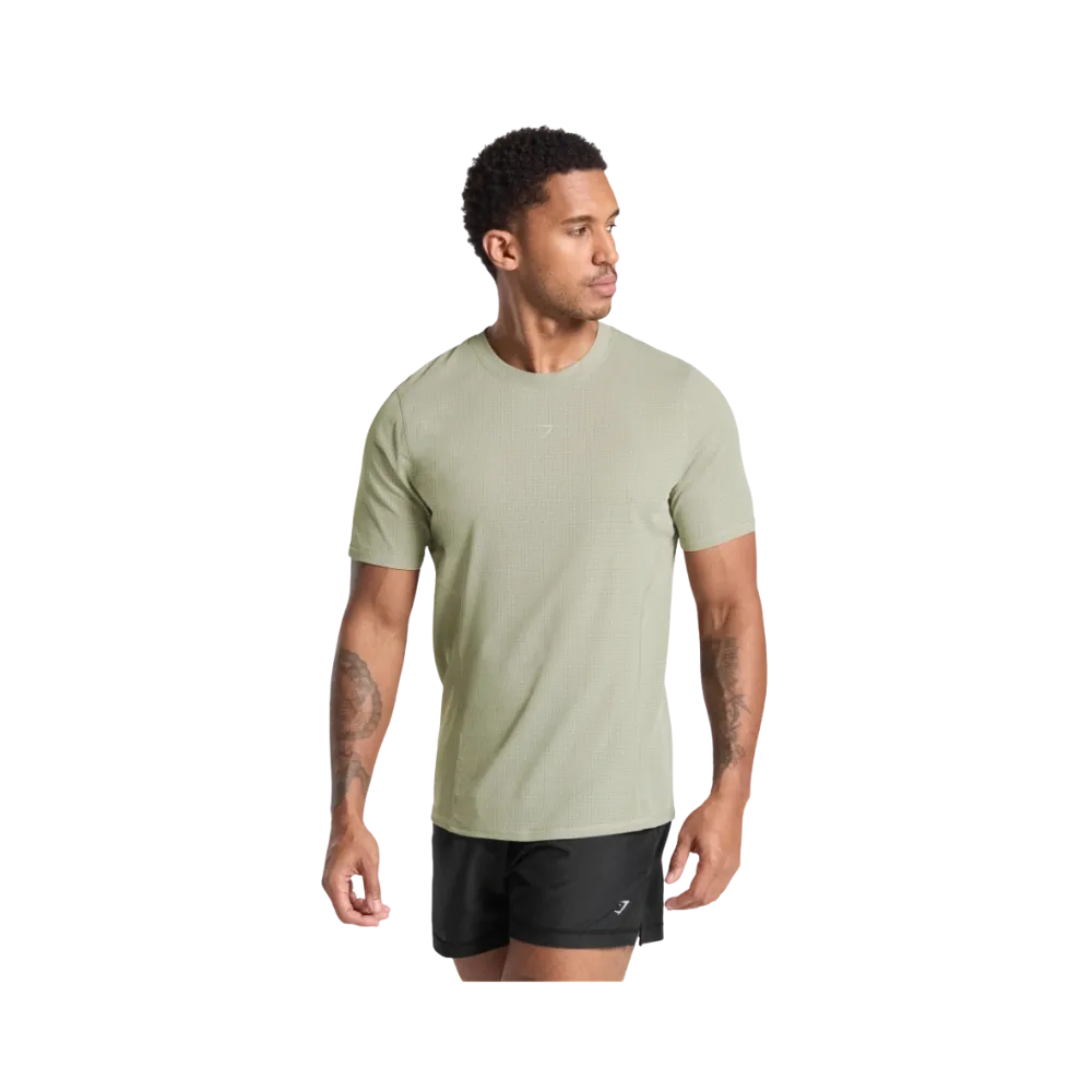 Gymshark Running T Shirt Slim Fit Chalk Green