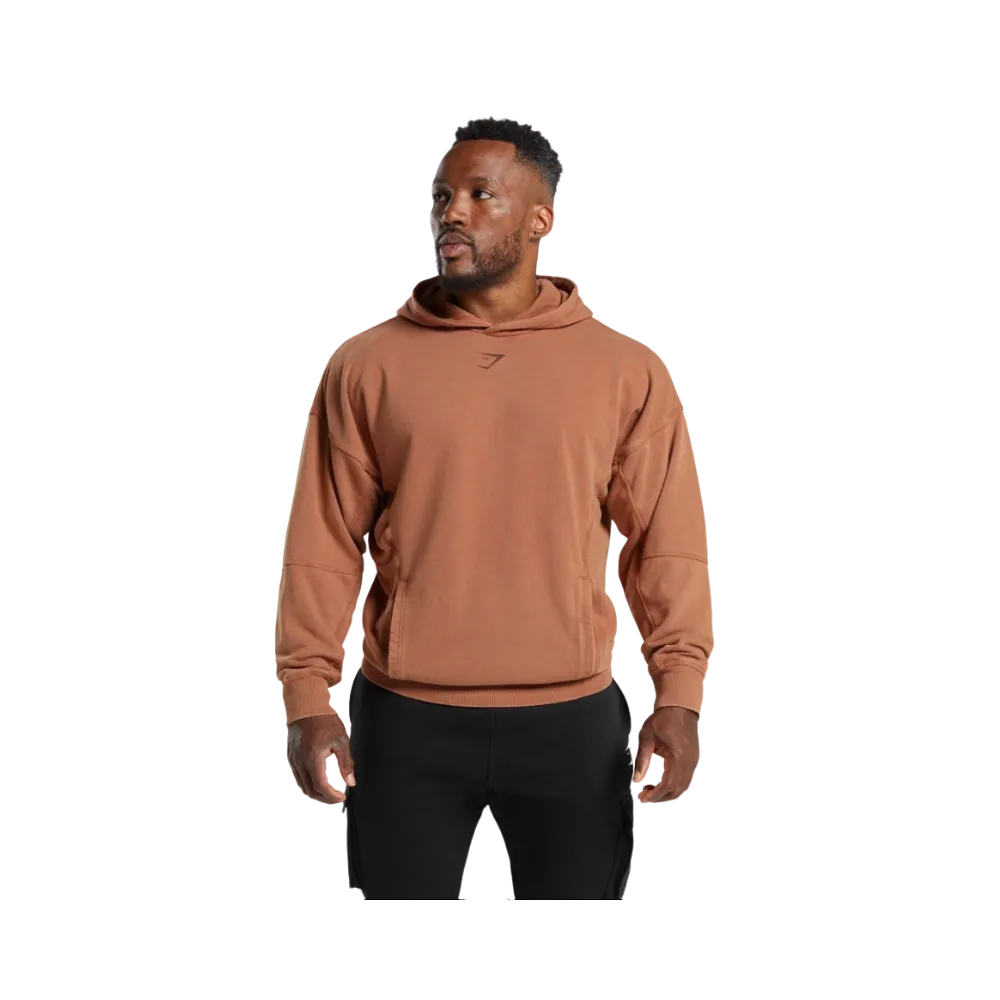 Gymshark Heritage Washed Hoodie Oversized Fit Canyon Brown