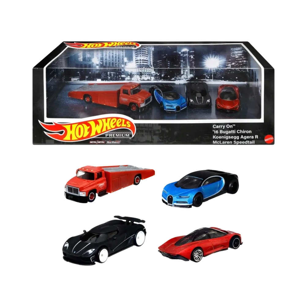 Hot Wheels Supercars Bugatti Chiron Koenigsegg Agera McLaren Speedtail Premium Set