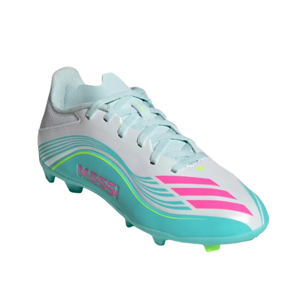 Adidas F50 Messi League Firm Multi Ground Soccer Cleats Kids Flash Aqua