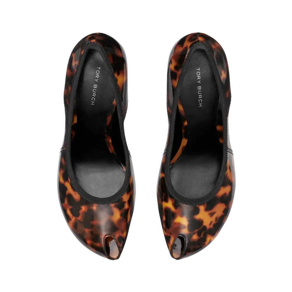 Tory Burch Peep-Toe Pump Tortoiseshell