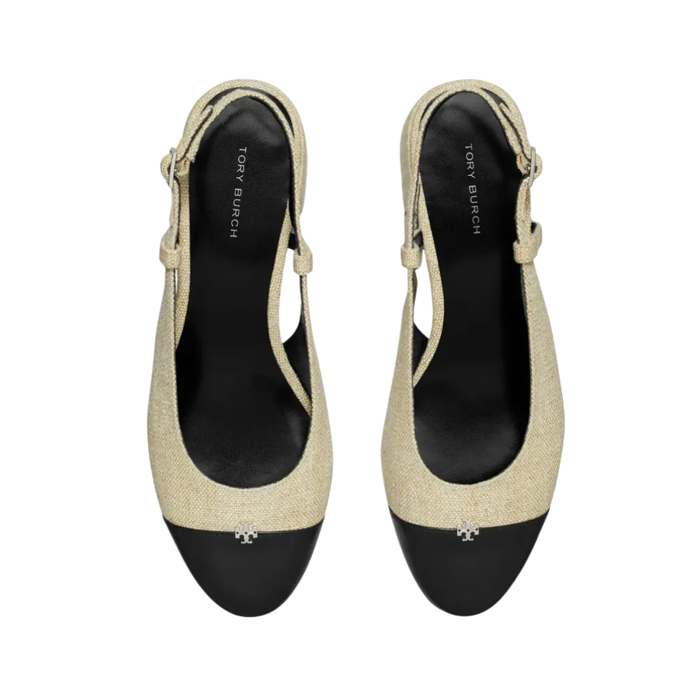 Tory Burch Cap-Toe Slingback Wild Wheat