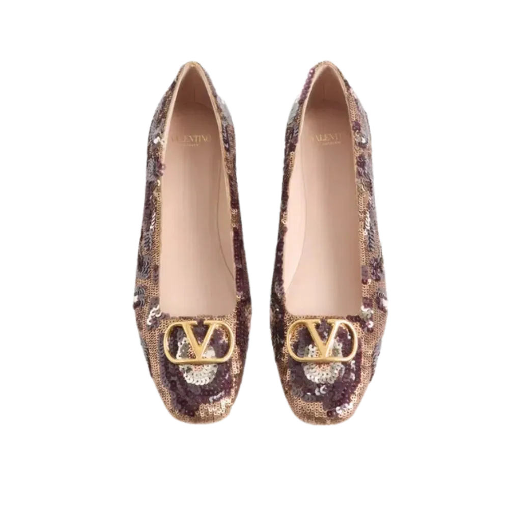 Valentino VLogo Signature Ballerinas With Animalier Embroidery Brown