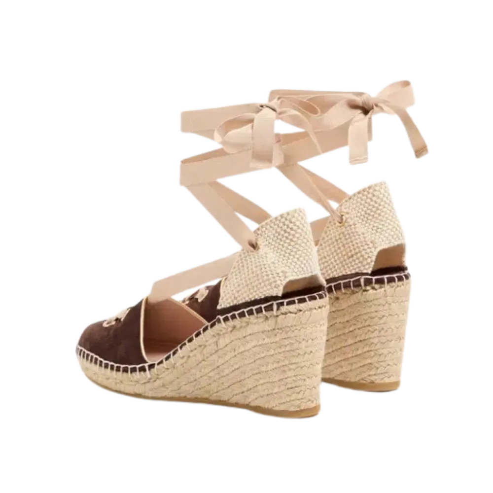 Valentino Resort Wedge In Split Leather 75mm Ebony