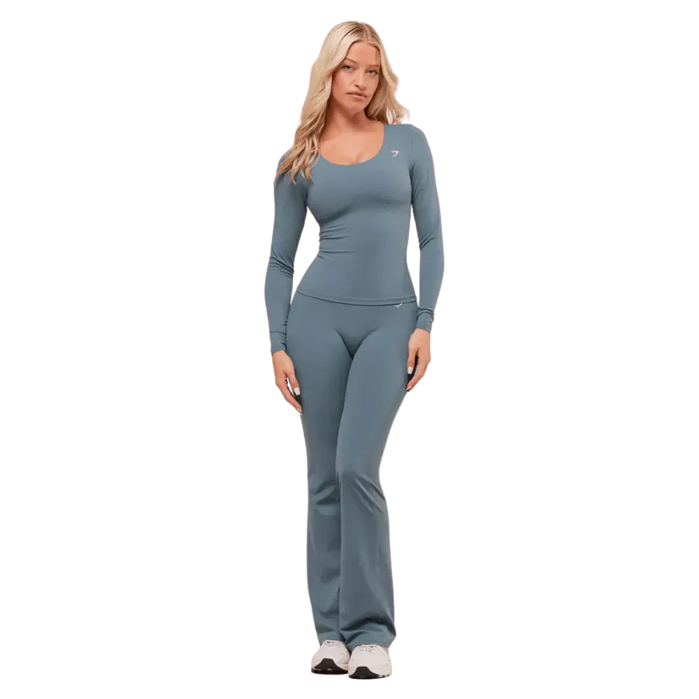 Gymshark Twist Back Long Sleeve Top Iron Blue