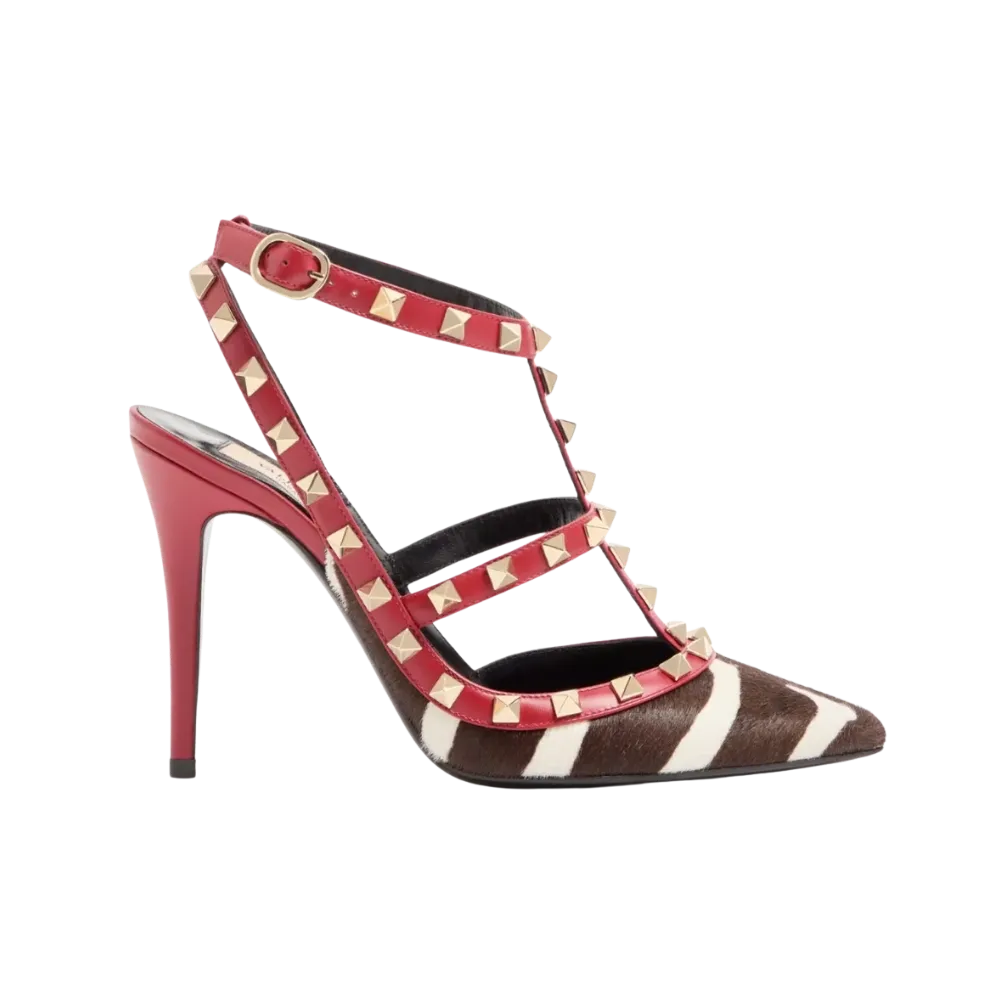 Valentino Rockstud Pumps In Pony-Effect Calfskin 100mm White