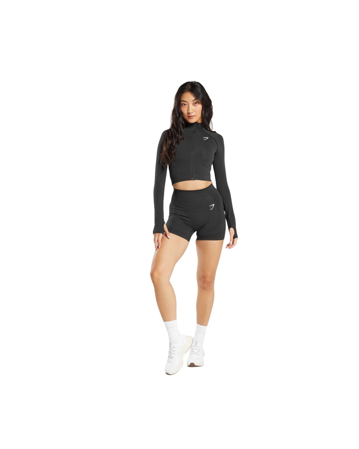 Gymshark Vital Midi Zip Up Jacket Black Marl