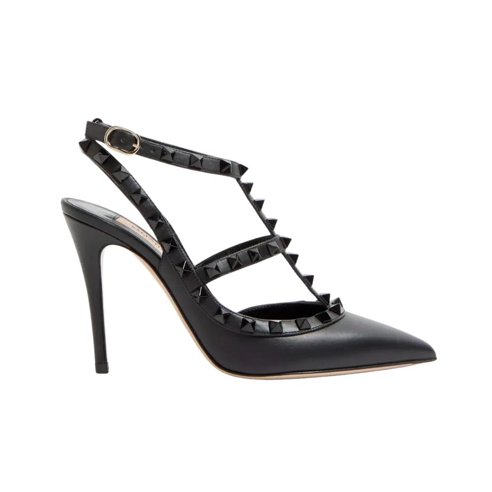 Valentino Rockstud Ankle Strap Pump With Tonal Studs 100mm Black