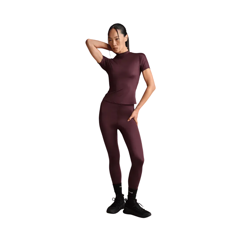 Nike X Skims Shine Women's Mock-Neck Short-Sleeve Top CURRANT