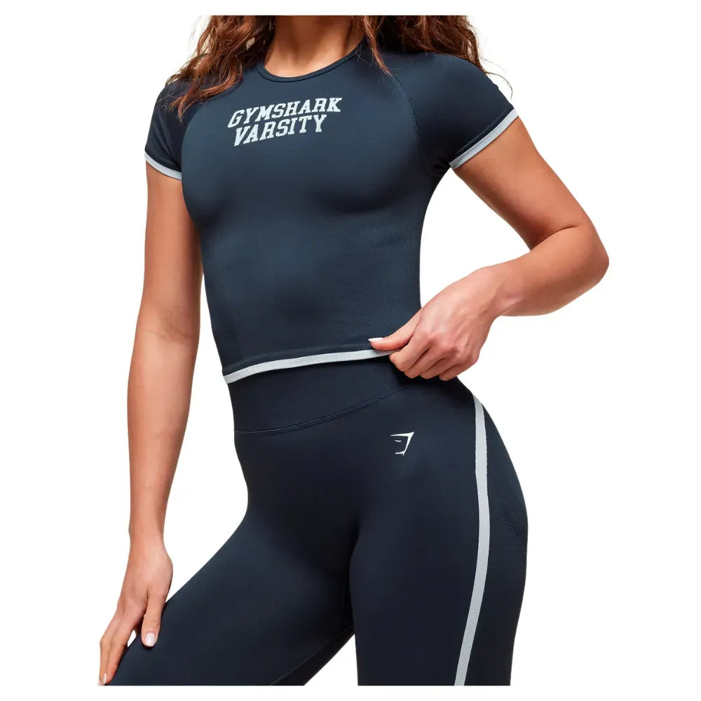 Gymshark Lift Varsity Seamless Midi T-Shirt Heavy Blue
